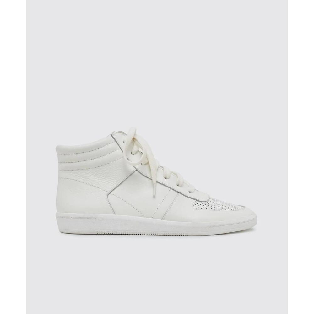 NEW Dolce Vita Nate White High Top Lace Up Perforated Toe Sneakers Size 6